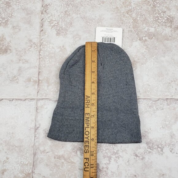 Adult Basic Beanie Cap Cuffed Grey Hat One Size Solid Color Tight Knit Toboggan - Picture 3 of 5